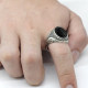 Anillo de plata de ley S925 con ágata Natural negra para hombre, joyería Punk turca Vintage, conjunto de joyería de tendencia, anillos para parejas, anillos para mujer - malaquita tienda 36