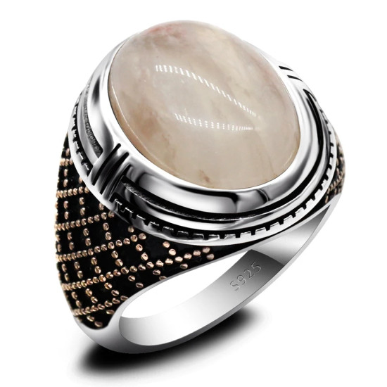 Anillo de plata de ley S925 para hombre, joyería clásica Vintage de cuarzo Natural hecha a mano, regalo para fiesta y vacaciones - malaquita tienda 36