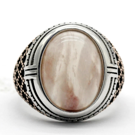 Anillo de plata de ley S925 para hombre, joyería clásica Vintage de cuarzo Natural hecha a mano, regalo para fiesta y vacaciones