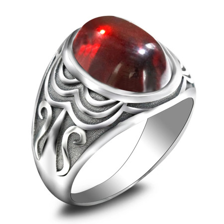 Anillo de plata S925 para hombre y mujer, diseño estilo Türkiye, regalo hecho a mano, calidad AAA, joyería roja, regalo de vacaciones