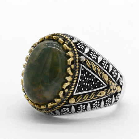 Nuevo anillo ovalado de plata 925 con piedra de ágata india Natural, joyería a la moda para hombres y mujeres, anillo de compromiso/boda de tendencia Punk turca Nuevo anillo ovalado de plata 925 con piedra de ágata india Natural, joyería a la moda para hombres y mujeres, anillo de compromiso/boda de tendencia Punk turca