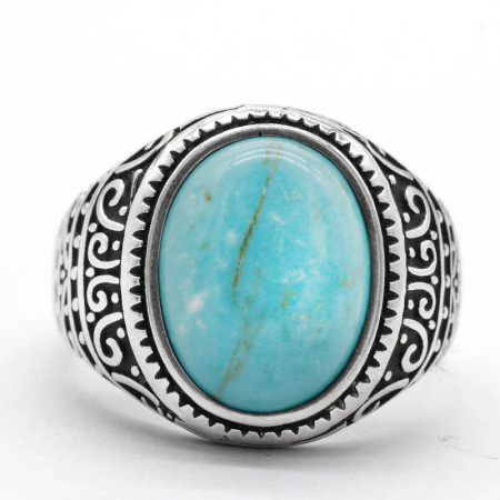 Anillo de plata pura S925 para hombre, regalo hecho a mano de turquesa natural, joyería, regalo del Día de San Valentín, anillo de compromiso para hombres y mujeres