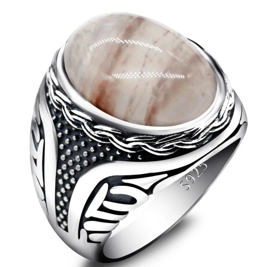 Anillo hecho a mano para hombre, plata S925, Vintage, Türkiye, regalo de fiesta navideña, anillo de regalo de piedra de cuarzo Natural - malaquita tienda 36