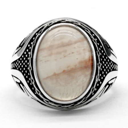 Anillo hecho a mano para hombre, plata S925, Vintage, Türkiye, regalo de fiesta navideña, anillo de regalo de piedra de cuarzo Natural