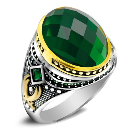 Anillo de plata S925, piedra de cristal cúbica verde, regalo hecho a mano, regalo de joyería de fiesta de lujo vintage