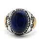 Anillo de plata de ley S925, ojo de tigre azul Natural hecho a mano, anillo de regalo de lujo para fiesta de vacaciones Punk Türkiye - malaquita tienda 36