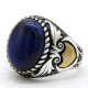 Anillo de plata de ley S925, ojo de tigre azul Natural hecho a mano, anillo de regalo de lujo para fiesta de vacaciones Punk Türkiye - malaquita tienda 36
