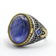 Anillo de plata hecho a mano para hombre S925, cristal azul Natural, joyería de lujo auténtica, Retro, Festival, fiesta, regalo de trabajador - malaquita tienda 36