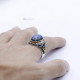 Anillo de plata hecho a mano para hombre S925, cristal azul Natural, joyería de lujo auténtica, Retro, Festival, fiesta, regalo de trabajador - malaquita tienda 36