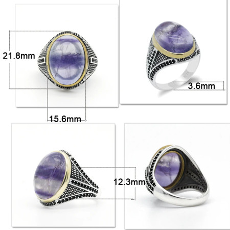 S925 plata esterlina ovalada fluorita Natural Türkiye joyería hecha a mano señora hombre regalo de fiesta de aniversario S925 plata esterlina ovalada fluorita Natural Türkiye joyería hecha a mano señora hombre regalo de fiesta de aniversario