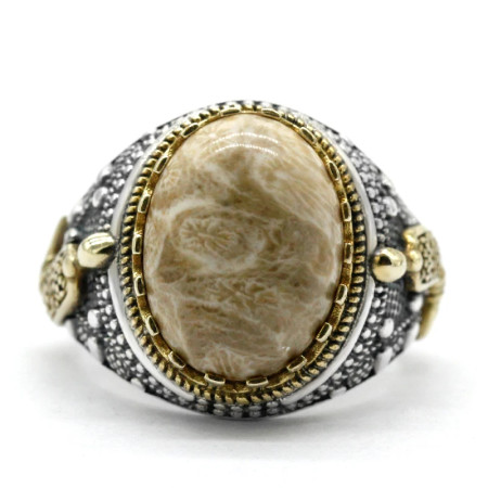 Anillo hecho a mano a la moda para hombre, joyería, piedra de coral de oro natural, anillo de plata s925 hecho a mano, regalo de fiesta para hombre