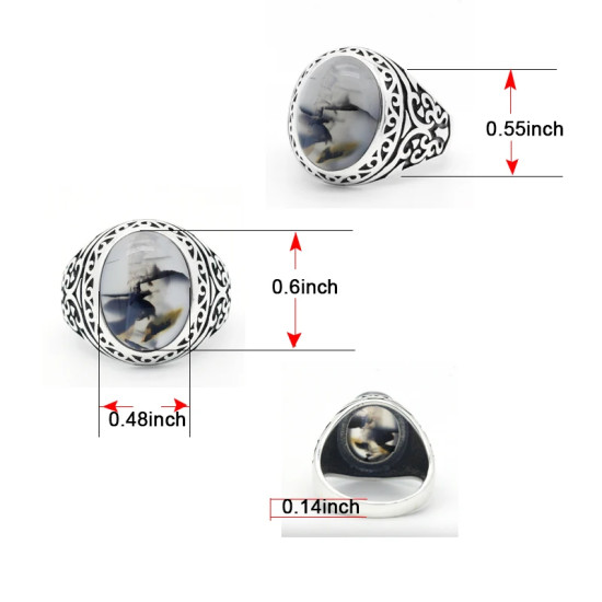 Anillos de boda de 100% Plata de Ley 925 para hombres y mujeres, piedra de ágata Natural ovalada, anillo de sello estilo Punk de mariposa Vintage - malaquita tienda 36