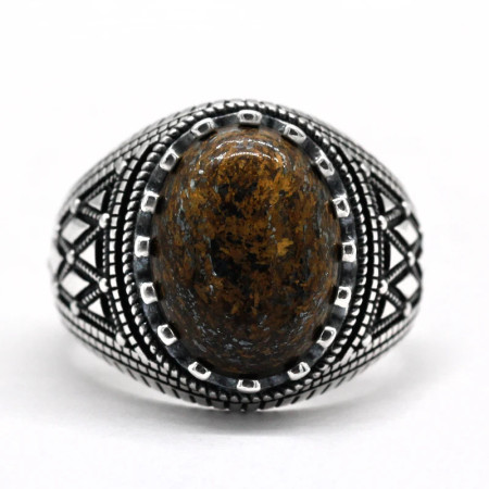 Anillo de piedra caliza Natural para hombre, Plata de Ley 925, anillos clásicos geométricos Vintage con piedras preciosas originales, joyería turca Anillo de piedra caliza Natural para hombre, Plata de Ley 925, anillos clásicos geométricos Vintage con piedras preciosas originales, joyería turca