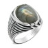 Joyería turca, anillo de Plata de Ley 925 para hombre con labradorita Natural, anillo Punk de rayas simples para hombre, regalo de boda y cumpleaños