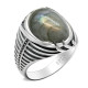 Joyería turca, anillo de Plata de Ley 925 para hombre con labradorita Natural, anillo Punk de rayas simples para hombre, regalo de boda y cumpleaños - malaquita tienda 36