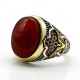 Anillo hecho a mano de plata S925 para hombre, joyería Premium Türkiye, piedra de ágata roja Natural, regalo hecho a mano para Festival para hombre - malaquita tienda 36