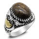 Anillo hecho a mano de plata de ley S925, piedra gris bronce Natural, regalo de vacaciones para fiesta de vacaciones Punk Türkiye - malaquita tienda 36