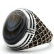 Anillo de Plata de Ley 925 para hombre, anillo Dashi de piedra de ágata de ojo Natural clásico Vintage de Turquía, anillo de plata para hombre con piedra - malaquita tienda 36