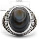 Anillo de Plata de Ley 925 para hombre, anillo Dashi de piedra de ágata de ojo Natural clásico Vintage de Turquía, anillo de plata para hombre con piedra - malaquita tienda 36