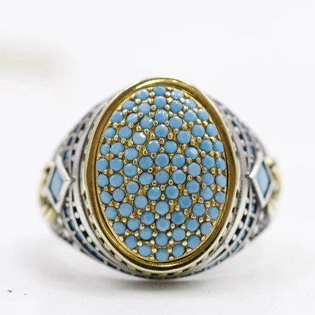 Anillo de plata pura S925, joyería con incrustaciones de turquesa natural, nuevo regalo hecho a mano para hombres, joyería de moda para la primera vez