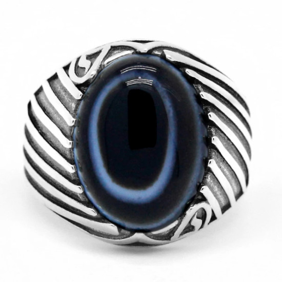 Anillo de plata de ley 925, regalo hecho a mano para hombres y mujeres, piedra de ágata de ojo natural, anillo de corona vintage, regalo de hombre CZ negro - malaquita tienda 36
