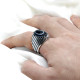 Anillo de plata de ley 925, regalo hecho a mano para hombres y mujeres, piedra de ágata de ojo natural, anillo de corona vintage, regalo de hombre CZ negro - malaquita tienda 36