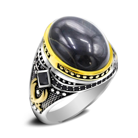 Anillo de plata S925, joyería hecha a mano para hombre, piedra de ojo de tigre azul Natural, regalo de fiesta Retro de lujo ligero para hombre
