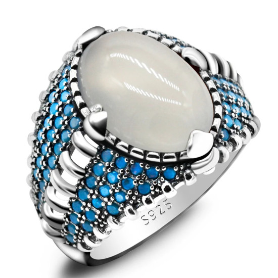 Anillo de Plata de Ley 925 para hombre, piedra de ónix Natural a la moda, regalo Vintage para amante, conjunto de joyería de pavo, anillo de tendencia para mujer - malaquita tienda 36
