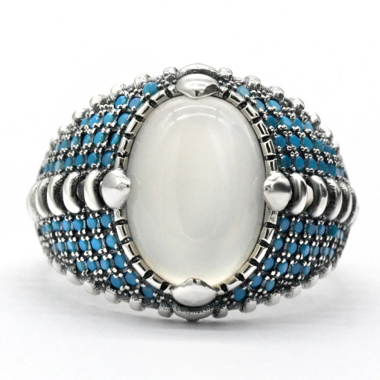 Anillo de Plata de Ley 925 para hombre, piedra de ónix Natural a la moda, regalo Vintage para amante, conjunto de joyería de pavo, anillo de tendencia para mujer - malaquita tienda 36