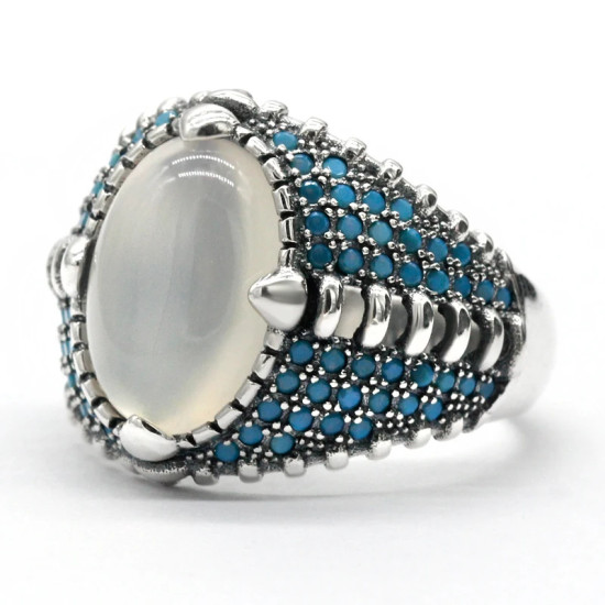 Anillo de Plata de Ley 925 para hombre, piedra de ónix Natural a la moda, regalo Vintage para amante, conjunto de joyería de pavo, anillo de tendencia para mujer - malaquita tienda 36