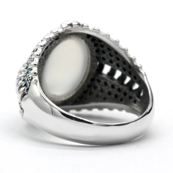 Anillo de Plata de Ley 925 para hombre, piedra de ónix Natural a la moda, regalo Vintage para amante, conjunto de joyería de pavo, anillo de tendencia para mujer - malaquita tienda 36