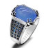 Nuevo anillo de plata de ley s925 para hombre, piedra de ágata azul, conjunto de joyería Vintage de moda Türkiye, anillo de pareja, regalo para mujer