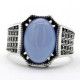 Nuevo anillo de plata de ley s925 para hombre, piedra de ágata azul, conjunto de joyería Vintage de moda Türkiye, anillo de pareja, regalo para mujer - malaquita tienda 36