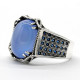 Nuevo anillo de plata de ley s925 para hombre, piedra de ágata azul, conjunto de joyería Vintage de moda Türkiye, anillo de pareja, regalo para mujer - malaquita tienda 36