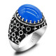 Anillo de ágata negra turca para hombre, Plata de Ley 925 pura, Vintage tallado con piedra Natural grande ovalada, anillos masculinos, regalo de joyería - malaquita tienda 36