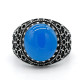 Anillo de ágata negra turca para hombre, Plata de Ley 925 pura, Vintage tallado con piedra Natural grande ovalada, anillos masculinos, regalo de joyería - malaquita tienda 36
