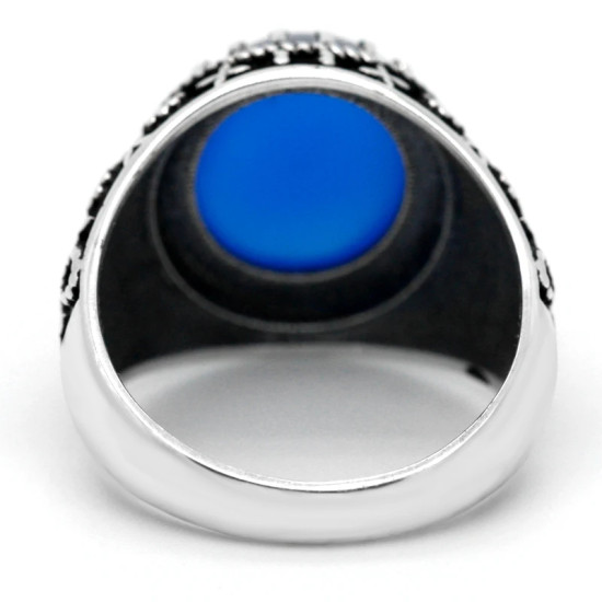 Anillo de ágata negra turca para hombre, Plata de Ley 925 pura, Vintage tallado con piedra Natural grande ovalada, anillos masculinos, regalo de joyería - malaquita tienda 36