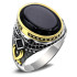Piedra de ágata negra Natural combinada con diseño de conjunto de anillos de plata de ley 925 para hombre, anillo de joyería de estilo Punk Popular para chica