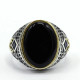 Piedra de ágata negra Natural combinada con diseño de conjunto de anillos de plata de ley 925 para hombre, anillo de joyería de estilo Punk Popular para chica - malaquita tienda 36