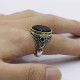 Piedra de ágata negra Natural combinada con diseño de conjunto de anillos de plata de ley 925 para hombre, anillo de joyería de estilo Punk Popular para chica - malaquita tienda 36