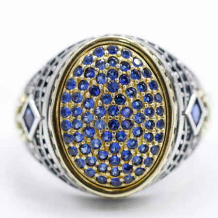 Anillo de plata pura S925, nuevo lanzamiento, circonita azul, regalo hecho a mano para hombre, joyería clásica de lujo para fiesta