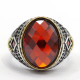 Anillo de plata de ley S925, joyería lujosa, regalo de fiesta navideña, moda retro, regalo de fiesta de vacaciones para hombres con circonita roja AAA - malaquita tienda 36