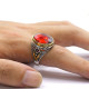 Anillo de plata de ley S925, joyería lujosa, regalo de fiesta navideña, moda retro, regalo de fiesta de vacaciones para hombres con circonita roja AAA - malaquita tienda 36