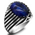 Anillos de plata de ley 925 auténtica para hombre, estilo Punk, lapislázuli azul Natural, joyería turca de Oriente Medio, anillos para mujer