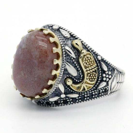 Nuevo Anillo de ágata india de Plata de Ley 925 para hombres y mujeres Spinel Türkiye conjunto de anillos de joyería hechos a mano anillo de pareja - malaquita tienda 36