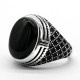 Anillo de Plata de Ley 925 para hombre, anillo con adorno de piedra de ónix Natural negra, anillos de pareja de plata tailandesa Punk Vintage para mujer - malaquita tienda 36