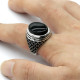 Anillo de Plata de Ley 925 para hombre, anillo con adorno de piedra de ónix Natural negra, anillos de pareja de plata tailandesa Punk Vintage para mujer - malaquita tienda 36