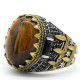 Anillo de plata de ley 925 con forma de ojo de tigre Natural para hombre, joyería Punk de pavo a la moda para hombre y mujer, anillo de compromiso para boda - malaquita tienda 36