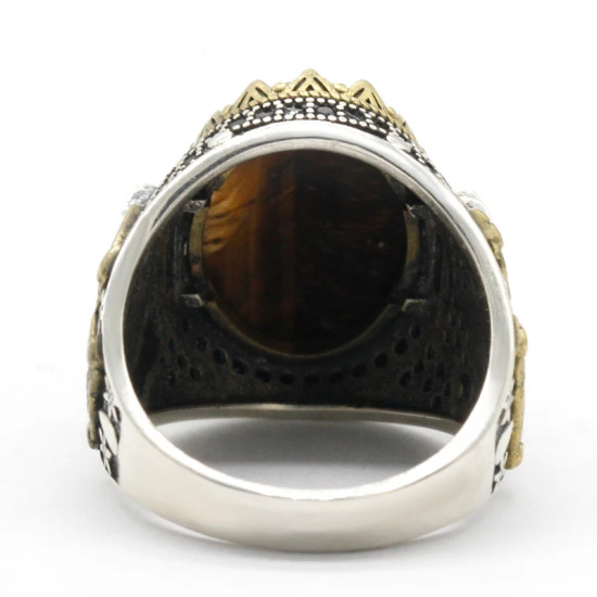 Anillo de plata de ley 925 con forma de ojo de tigre Natural para hombre, joyería Punk de pavo a la moda para hombre y mujer, anillo de compromiso para boda - malaquita tienda 36
