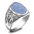 Nuevo Anillo de Plata de Ley 925 para hombre con piedra de ágata azul Natural, anillo Retro para parejas, conjunto de joyería de plata tailandesa, anillos para mujer